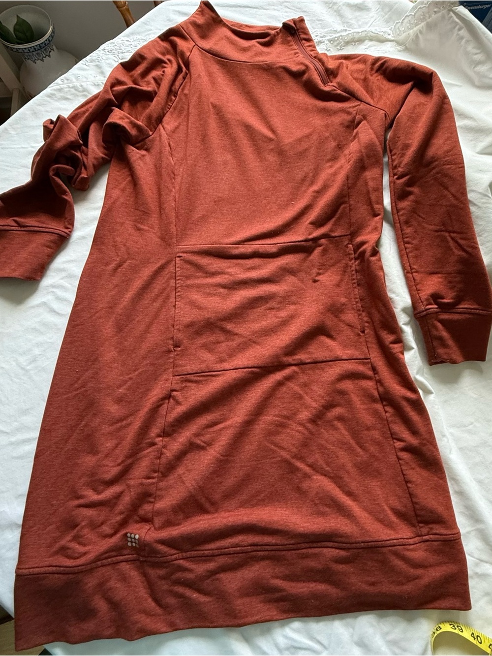 Title Nine Guthrie French Terry Dress Rust Orange M